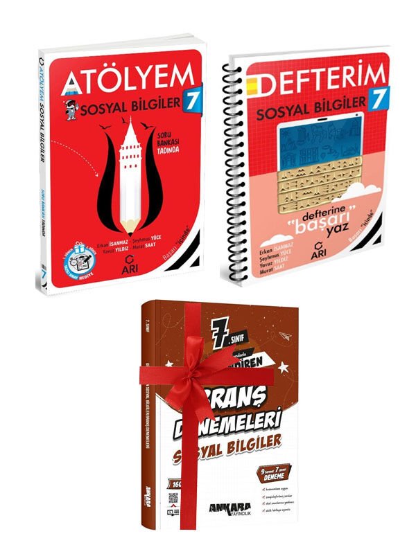 Arı + Ankara 2026 7. Sınıf Sosyal Bilgiler Atölye ile Defter + Branş Deneme 3 lü Set