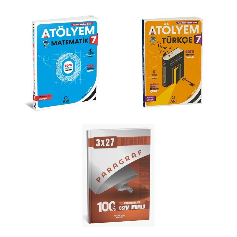 2027 Arı 7 Sınıf Matematik Matemito Atölyem-GÜNCEL + Türkçe Türkçemino Atölyem GÜNCEL Soru + Ankapade 3'lü Set