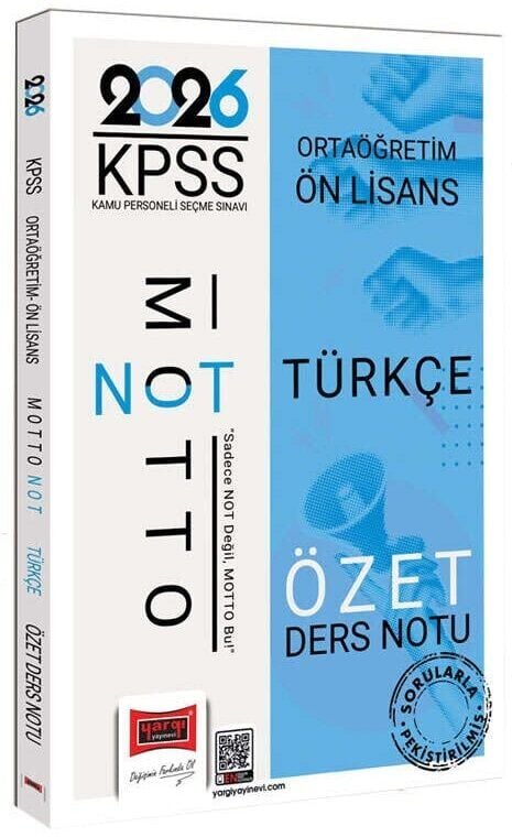 Yargı 2026 KPSS Lise Ortaöğretim Ön Lisans Türkçe Motto Özet Ders Notu Yargı Yayınları