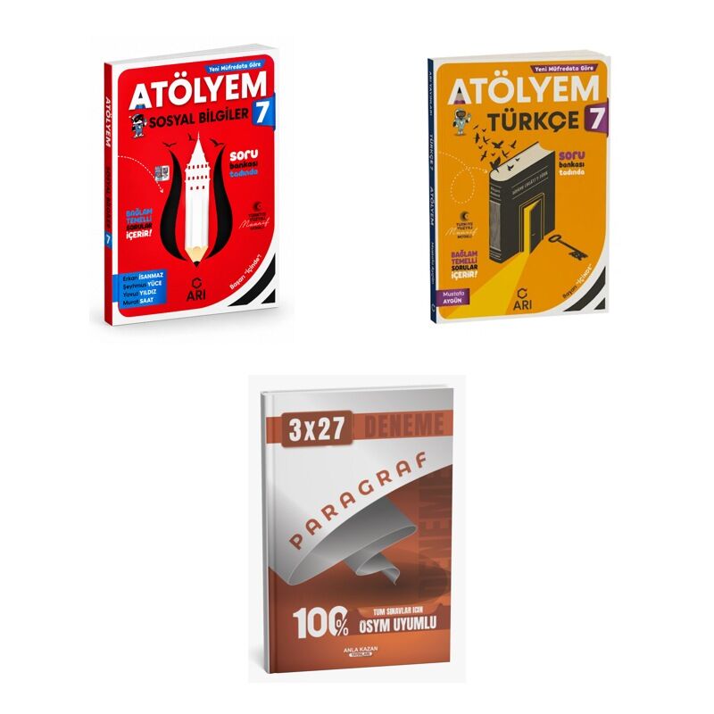 2027 Arı 7 Sınıf Atölyem GÜNCEL Sosyal Sosyalimo Bilgiler + Türkçe Türkçemino Soru + Ankapade 3'lü Set