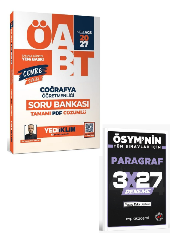 Yediiklim 2027 ÖABT MEB-AGS Coğrafya Öğretmenliği Soru Bankası+ EVP Akademi Paragraf