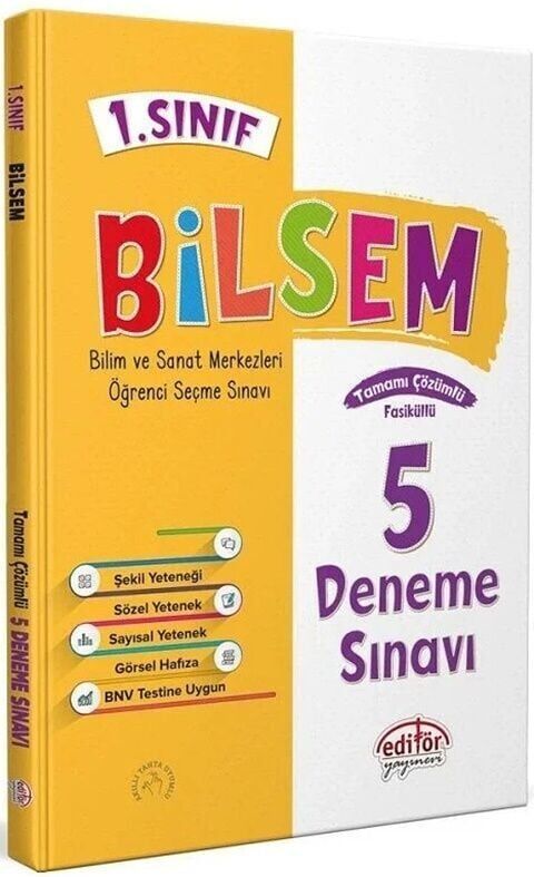 Editör Yayınevi 1. Sınıf Bilsem Tamamı Çözümlü 5 Deneme Sınavı