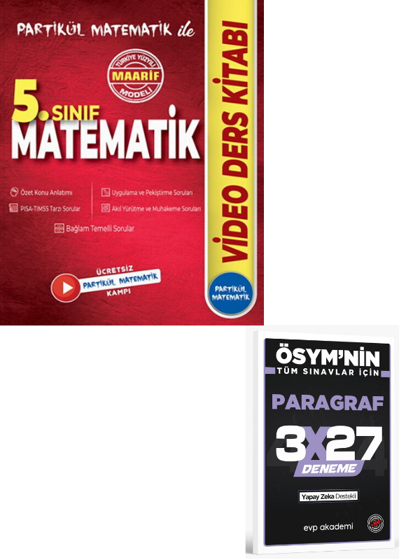 Partikül Matematik 2027  5. Sınıf Matematik Maarif Modeli Video Ders Kitabı+ EVP Akademi Paragraf