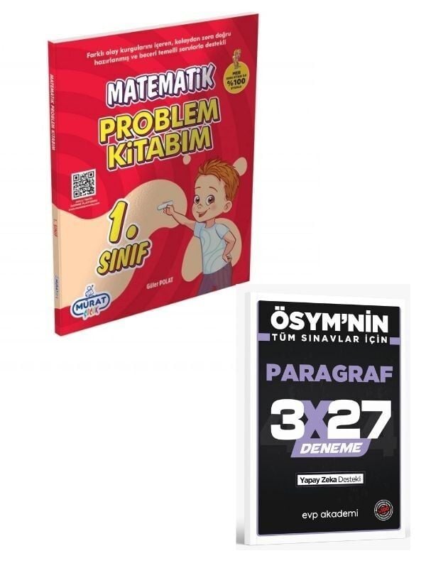 Murat 2027 1.Sınıf Matematik Problemler Kitabım+ EVP Akademi Paragraf