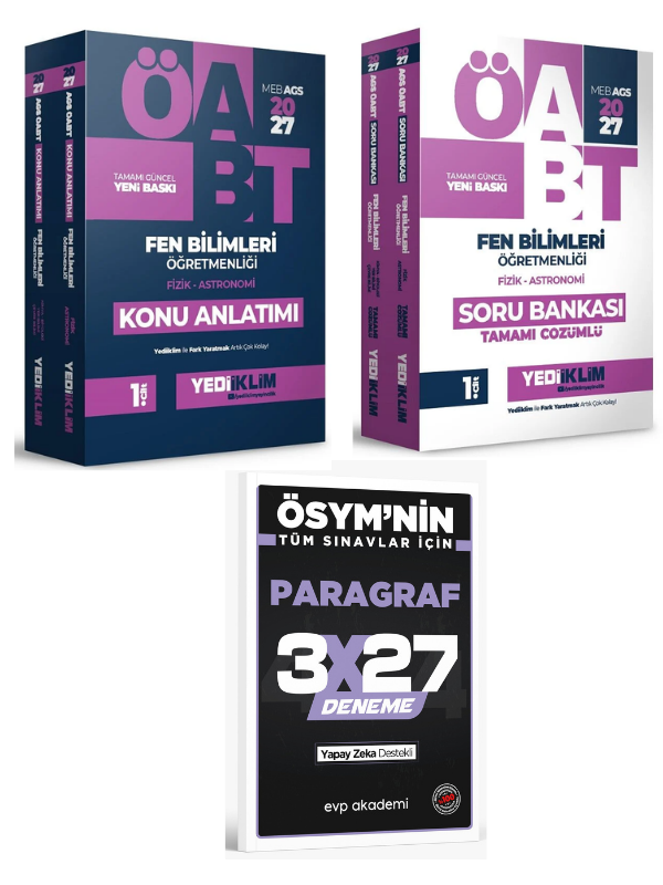 Yediiklim 2027 ÖABT MEB-AGS Fen Bilgisi Öğretmenliği Konu + Soru Modüler Set+ EVP Akademi Paragraf