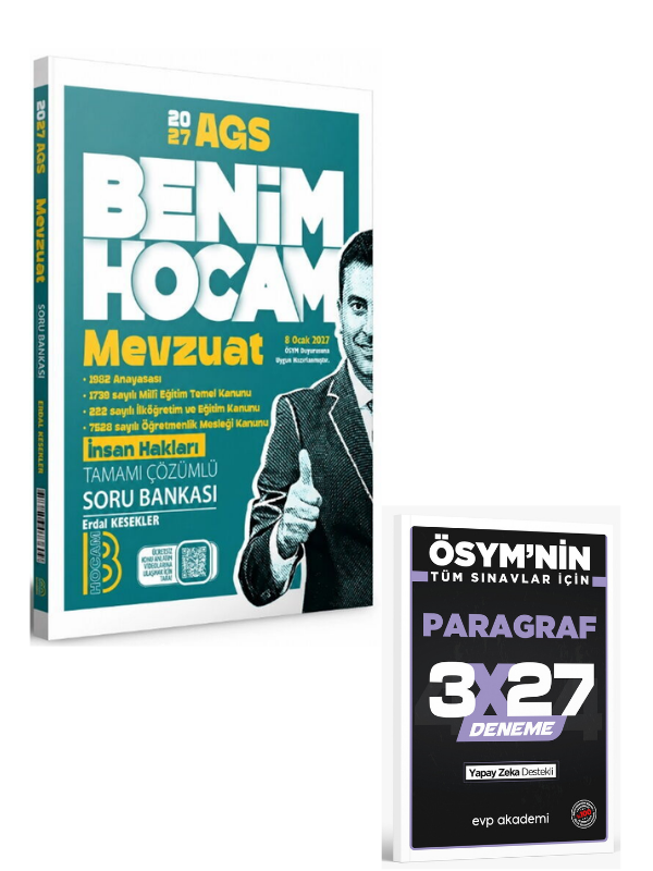BenimHocam 2027 AGS Mevzuat Çözümlü Soru Bankası+ EVP Akademi Paragraf