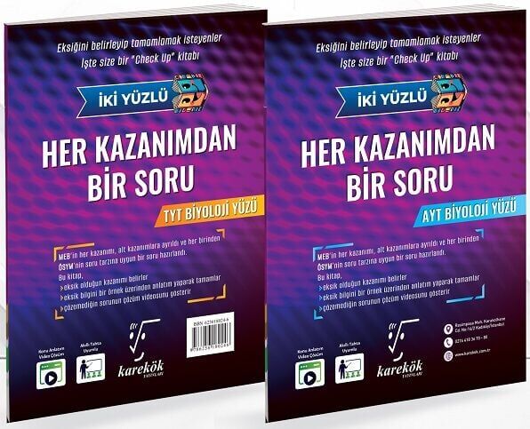 Karekök YKS TYT AYT Biyoloji Her Kazanımdan Bir Soru Tek Kitap Karekök Yayınları