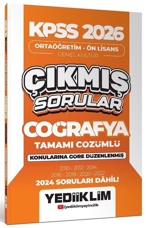 Yediiklim 2026 KPSS Lise Ortaöğretim Ön Lisans Coğrafya Çıkmış Sorular Konularına Göre Çözümlü Yediiklim Yayınları