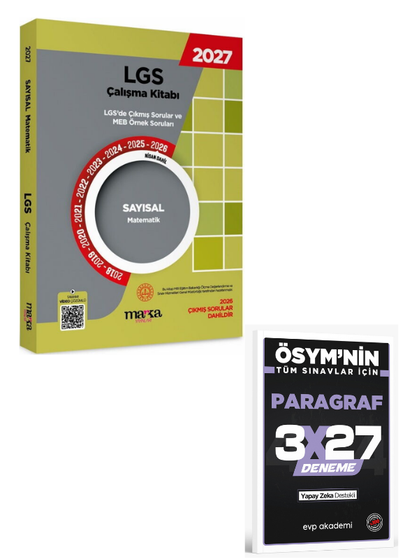 Marka Yayınları 2027 MEB LGS Sayısal Matematik Çalışma Kitabı Çıkmış Sorular ve Örnek Sorular+EVP Akademi Paragraf