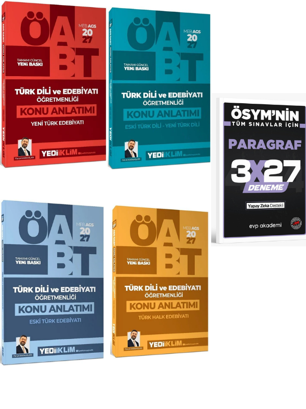 Yediiklim 2027 ÖABT MEB-AGS Türk Dili ve Edebiyatı Öğretmenliği Yeni Türk Edebiyatı+Eski Türk Edebiyatı +Türk Halk Edebiyatı +Eski Türk Dili +Yeni Türk Dili EdebiyatıKonu Anlatımı