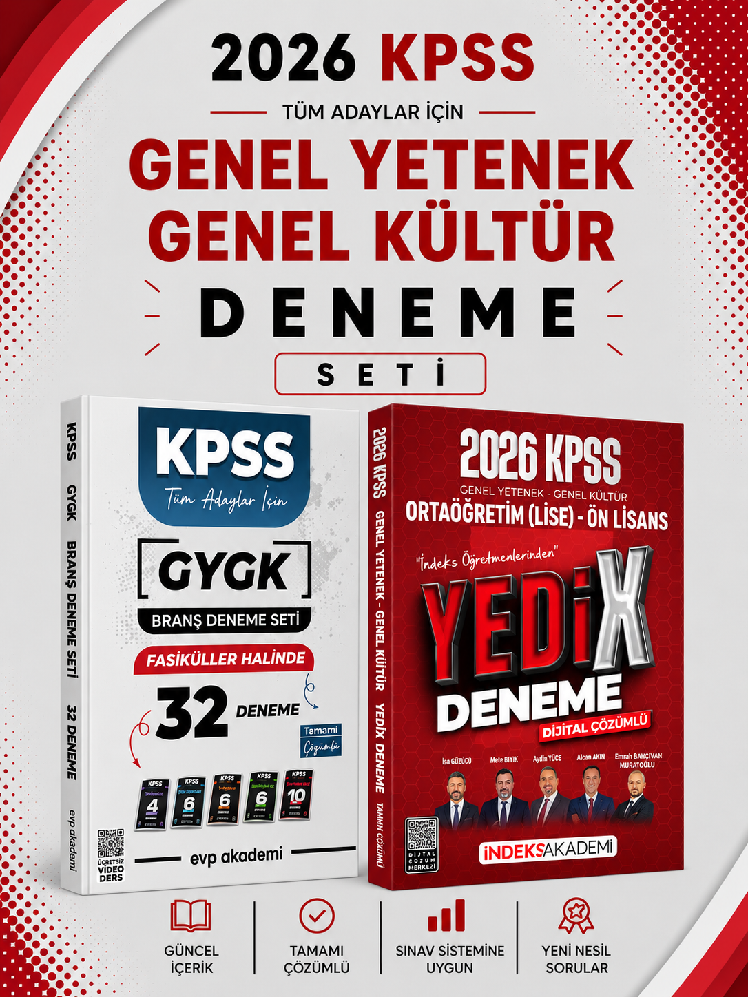 İndeks 2026 KPSS Lise Ön Lisans GKGY 7 DenemeX & EVP Akademi KPSS Tüm Dersler 32 Deneme Seti