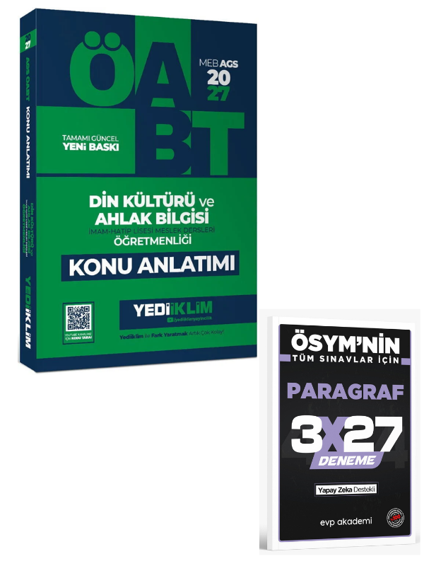 Yediiklim 2027 ÖABT MEB-AGS Din Kültürü ve Ahlak Bilgisi Öğretmenliği Konu Anlatımı+ EVP Akademi Paragraf
