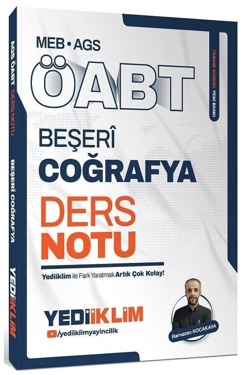 Yediiklim 2026 ÖABT MEB-AGS Beşeri Coğrafya Ders Notu - Ramazan Kocakaya Yediiklim Yayınları