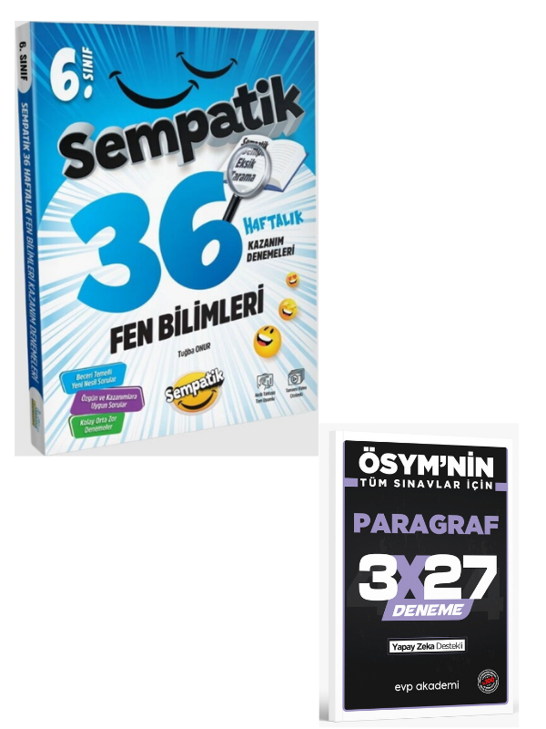 Ünlüler Karması 2027 6. Sınıf Fen Bilimleri Sempatik 36 Haftalık Kazanım Denemeleri+EVP Akademi Paragraf