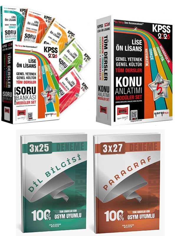Yargı + Anla Kazan 2026 KPSS Lise Ön Lisans GK-GY Tüm Dersler Konu Anlatımı ve Soru Bankası Seti