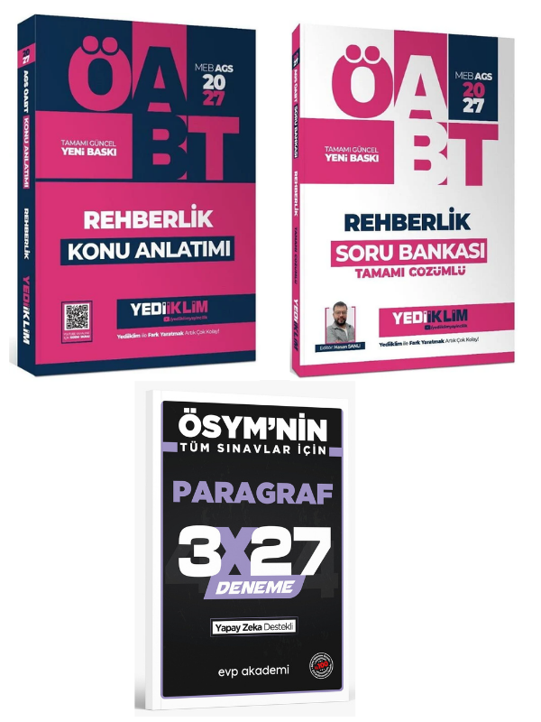 Yediiklim 2027 ÖABT MEB-AGS Rehberlik Konu+Soru+ EVP Akademi Paragraf
