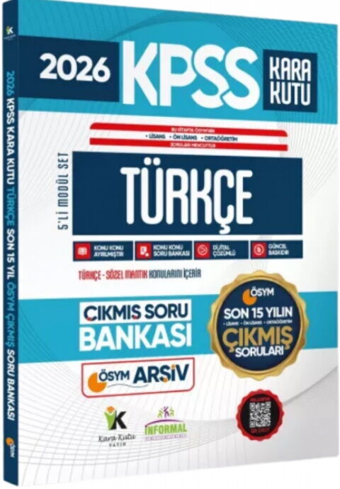 İnformal Yayınları 2026 KPSS Lisans Önlisans Ortaöğretim Türkçe nin Kara Kutusu ÖSYM Son 15 Yıl Çıkmış Soru Bankası