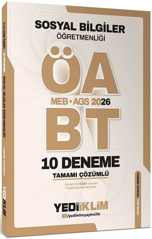 Yediiklim 2026 ÖABT MEB-AGS Sosyal Bilgiler Öğretmenliği 10 Deneme Çözümlü Yediiklim Yayınları