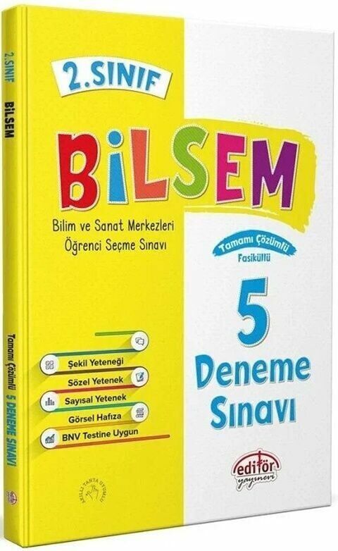 Editör Yayınevi 2. Sınıf Bilsem Çözümlü 5 Deneme Sınavı