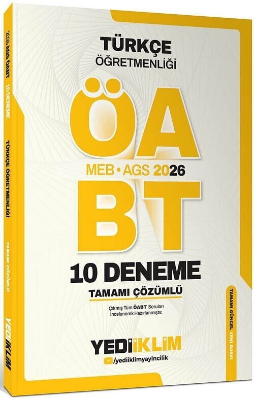 Yediiklim 2026 ÖABT MEB-AGS Türkçe Öğretmenliği 10 Deneme Çözümlü Yediiklim Yayınları