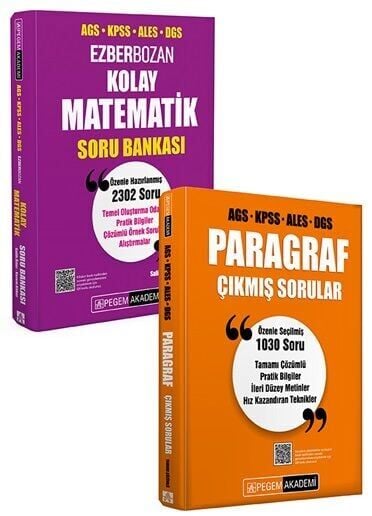 Pegem KPSS MEB-AGS ALES DGS Paragraf Çıkmış Sorular + Matematik Soru Bankası 2 li Set Pegem Akademi Yayınları