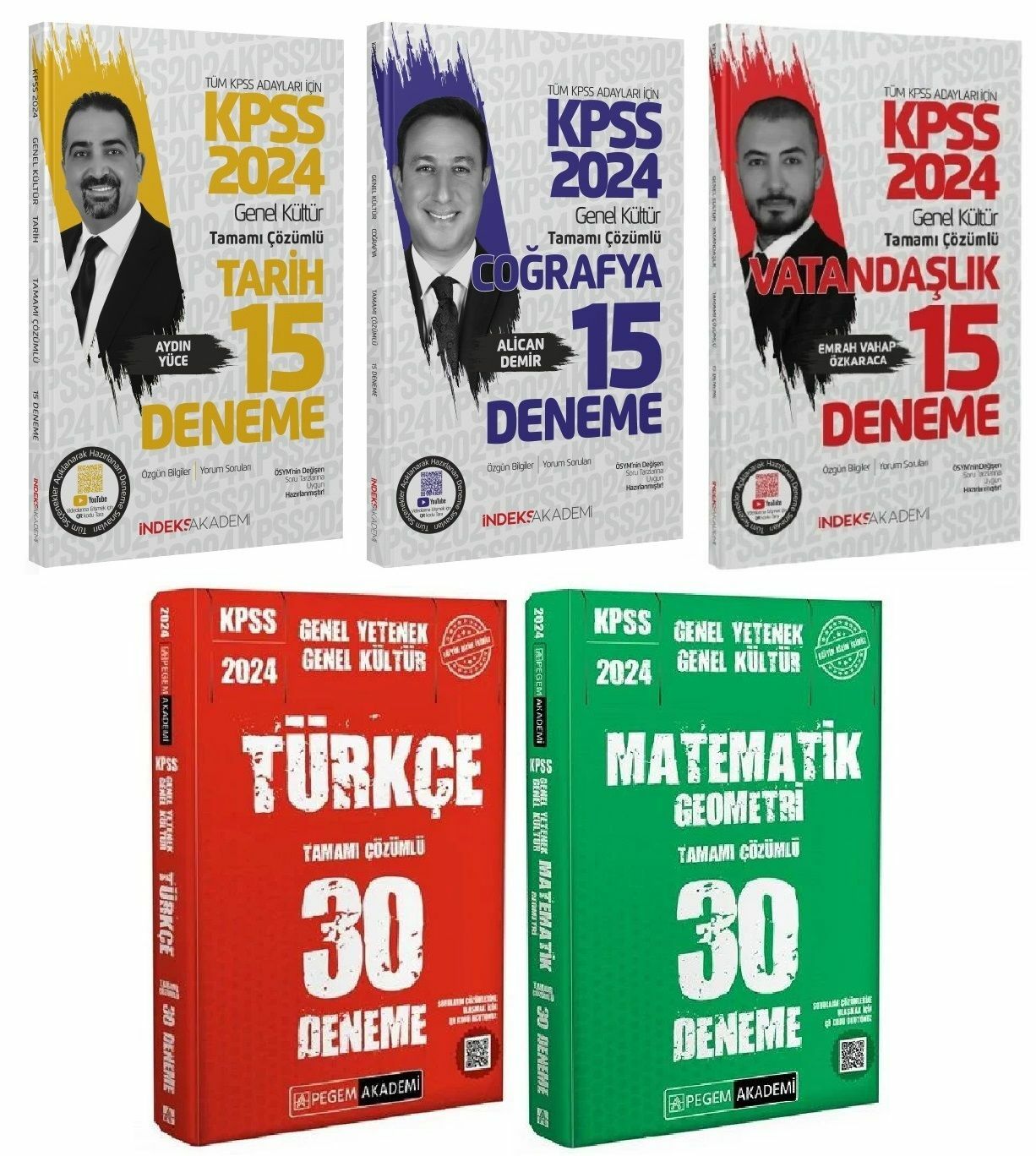 İndeks 2024 KPSS Genel Yetenek genel Kültür 60+45 Deneme 5 li Pegem + İndeks Akademi
