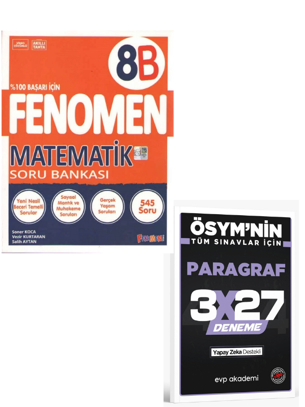 FENOMEN 2027  8 MATEMATİK SORU BANKASI (B)+ EVP Akademi Paragraf