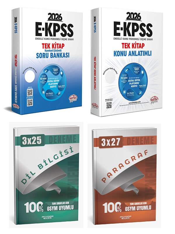 Editör + Anla Kazan 2026 EKPSS Tek Kitap Soru Bankası + Konu Anlatım + Paragraf Dil Bilgisi Deneme