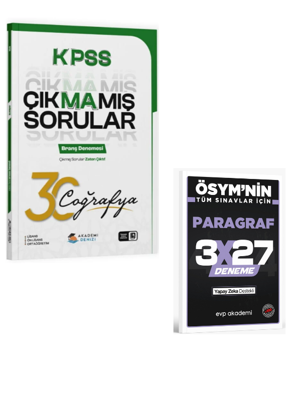 Akademi Denizi 2027  KPSS Coğrafya Çıkmamış Sorular 30 Deneme Çözümlü+ EVP Akademi Paragraf