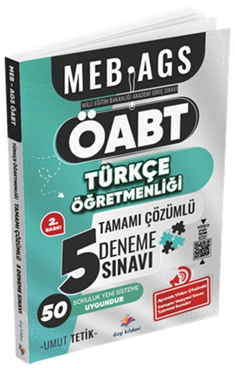 Dizgi Kitap MEB AGS ÖABT Türkçe Öğretmenliği Tamamı Ayrıntılı Video Çözümlü 5 Deneme Sınavı