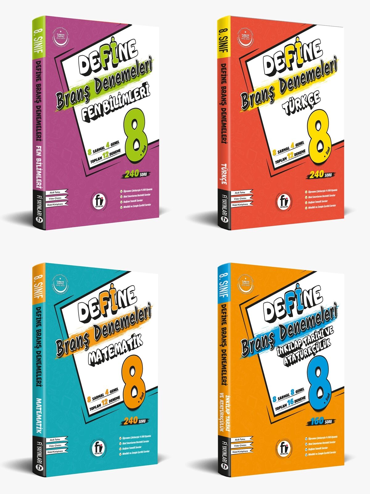 Fi Yayınları 8. Sınıf LGS Define Tüm Dersler Branş Denemeleri 4 lü Set