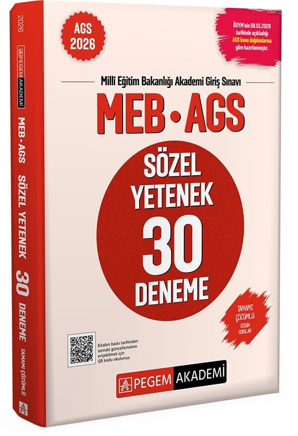 Pegem 2026 MEB-AGS Sözel Yetenek 30 Deneme Çözümlü Pegem Akademi Yayınları