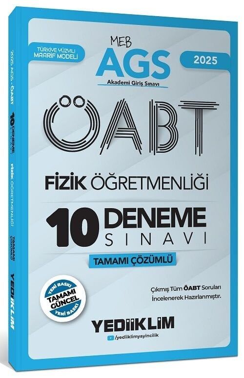 Yediiklim 2025 ÖABT MEB-AGS Fizik Öğretmenliği 10 Deneme Çözümlü Yediiklim Yayınları