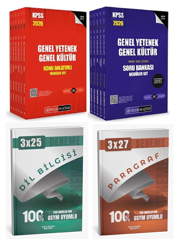 Pegem + Anla Kazan 2026 KPSS GYGK Konu + Soru Bankası + Anla Kazan Deneme Modüler 4 lü Set