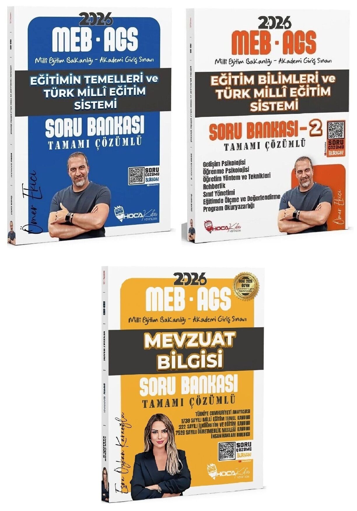 YENİ AGS - Hoca Kafası 2026 MEB-AGS Eğitimin Temelleri + Eğitim Bilimleri ve Türk Milli Eğitim Sistemi + Mevzuat Bilgisi Soru Bankası 3 lü Set - Ömer Ekici, Esra Özkan Karaoğlu Hoca Kafası Yayınları