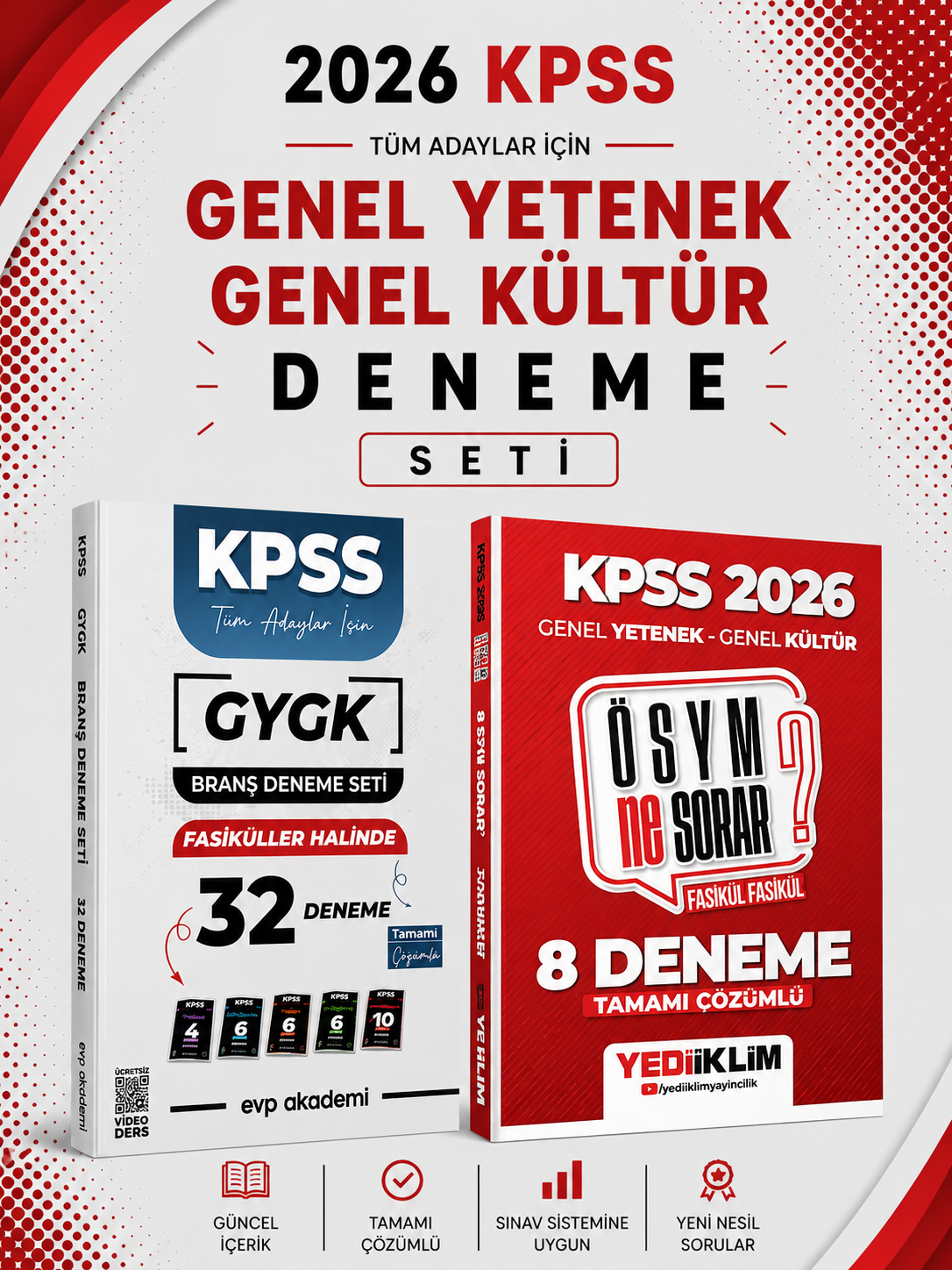 Yediiklim 2026 KPSS GKGY ÖSYM NE SORAR 8 Deneme & EVP Akademi KPSS Tüm Dersler 32 Deneme Seti