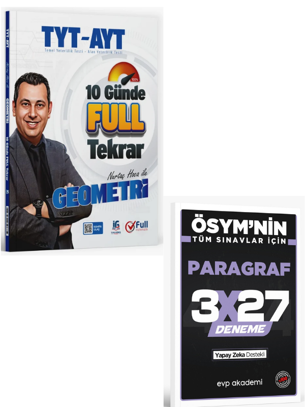 Full Matematik 2027 YKS TYT AYT 10 Günde Geometri Full Tekrar+ EVP Akademi Paragraf