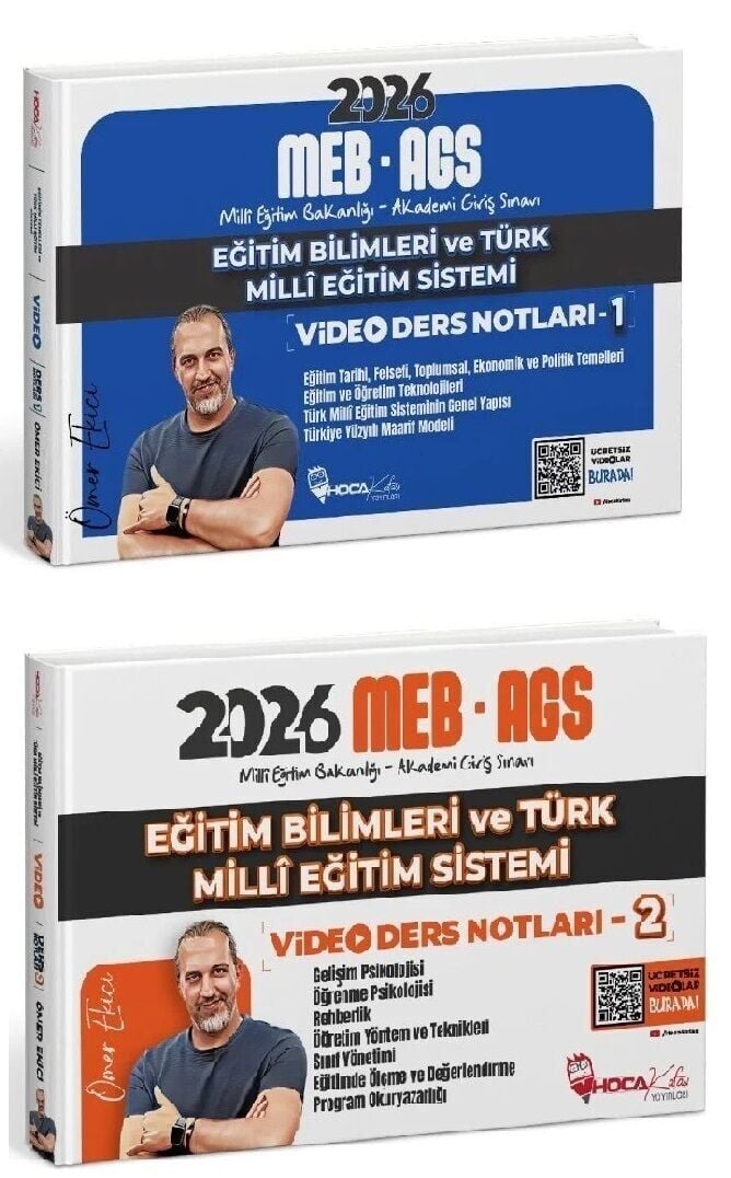 YENİ AGS - Hoca Kafası 2026 MEB-AGS Eğitim Bilimleri ve Türk Milli Eğitim Sistemi Video Ders Notları 2 li Set - Ömer Ekici Hoca Kafası Yayınları