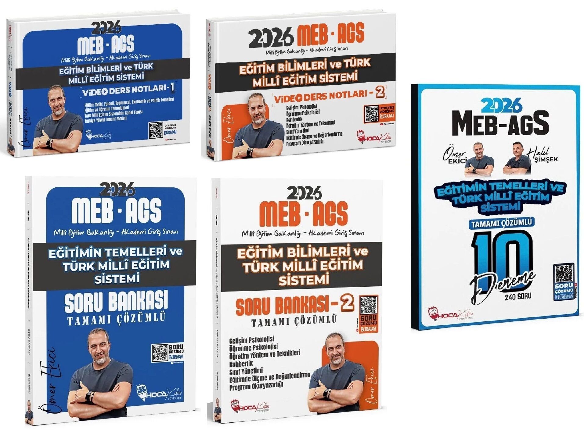 YENİ AGS - Hoca Kafası 2026 MEB-AGS Eğitimin Temelleri + Eğitim Bilimleri ve Türk Milli Eğitim Sistemi Video Ders Notları + Soru Bankası + 10 Deneme 5 li Set - Ömer Ekici Hoca Kafası Yayınları