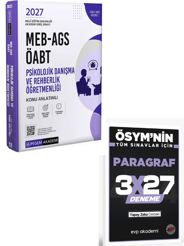 Pegem 2027 ÖABT MEB-AGS Psikolojik Danışma ve Rehber Öğretmenliği Konu Anlatımlı+ EVP Akademi Paragraf