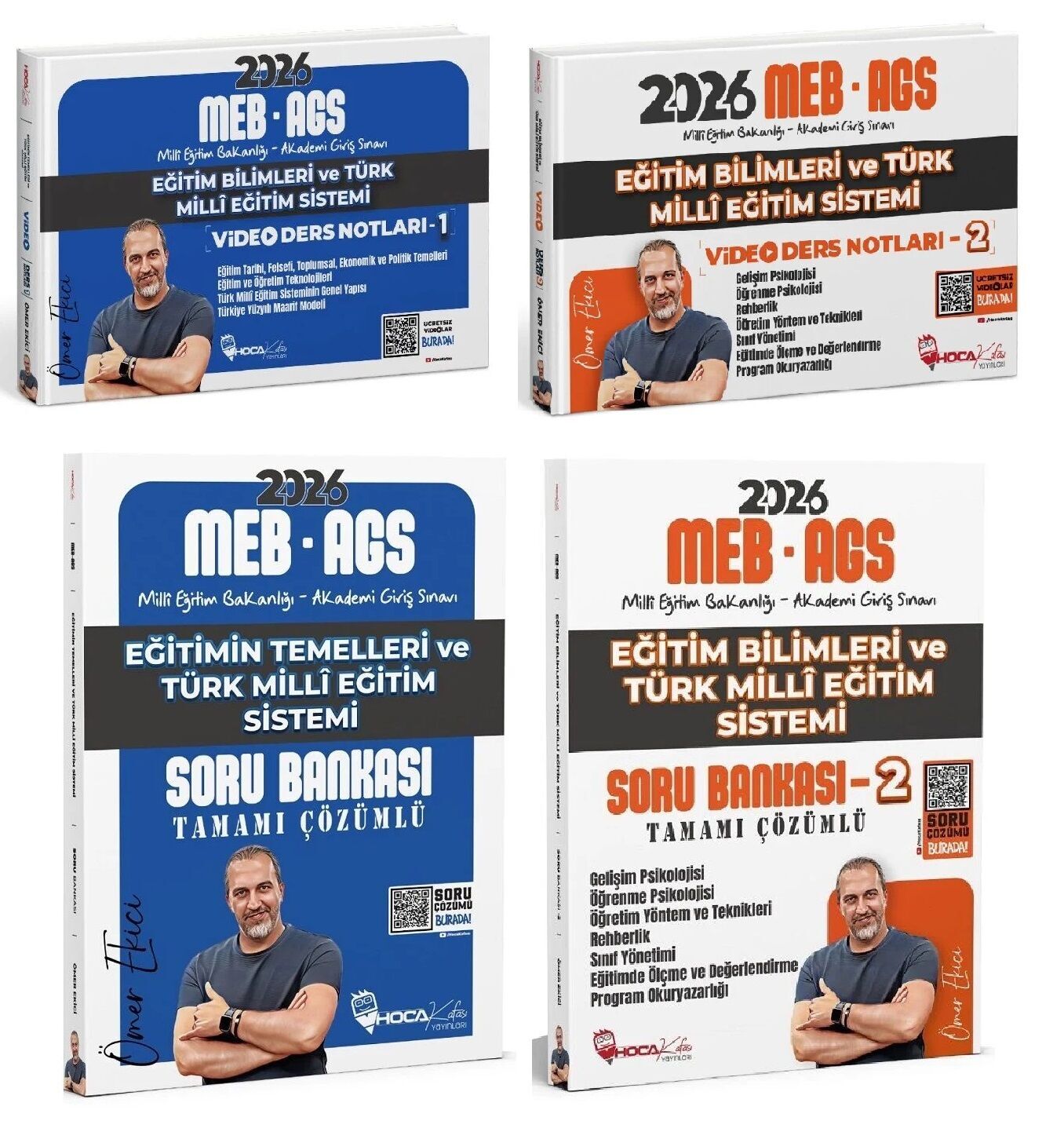 YENİ AGS - Hoca Kafası 2026 MEB-AGS Eğitimin Temelleri + Eğitim Bilimleri ve Türk Milli Eğitim Sistemi Video Ders Notları + Soru Bankası 4 lü Set - Ömer Ekici Hoca Kafası Yayınları
