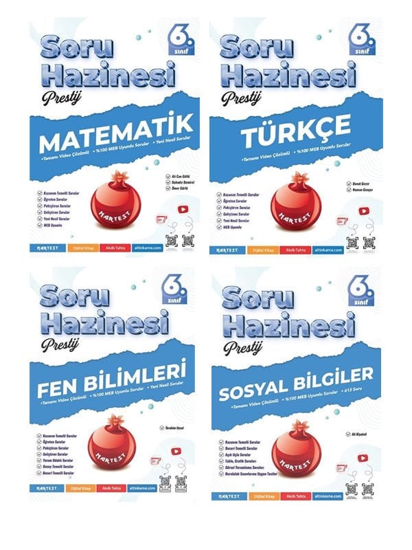 Nartest 6. Sınıf Türkçe Matematik Fen Sosyal Prestij Soru Hazinesi Maarif Model 4 lü Set