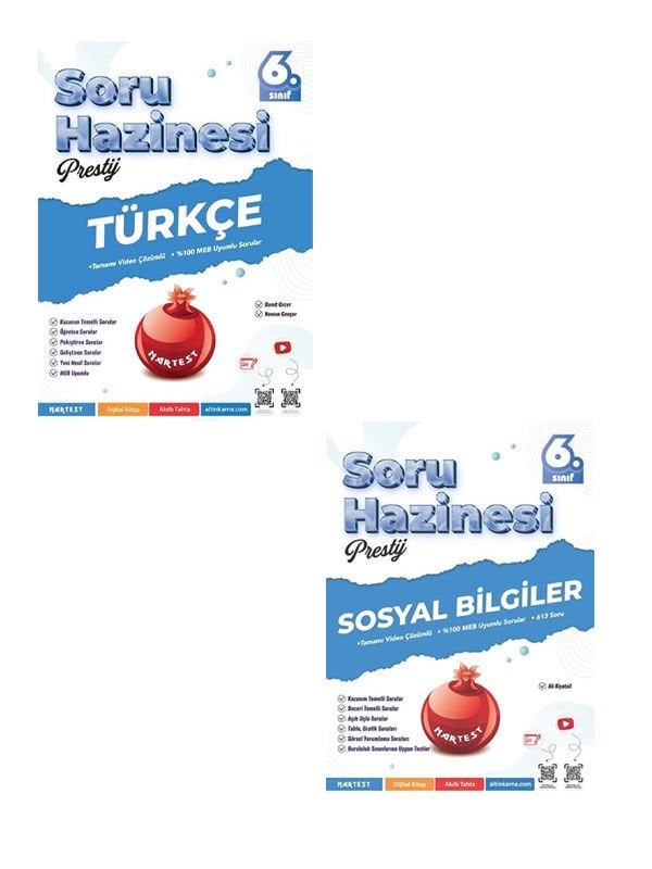 Nartest 6. Sınıf Maarif Model Türkçe Sosyal Bilgiler Soru Hazinesi Prestij 2 li Set