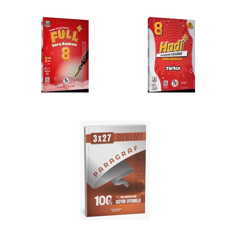 2027 Fi 8. SINIF Türkçe FULL Soru + HADİ Konu + anla kazan paragraf deneme 3'lü Set