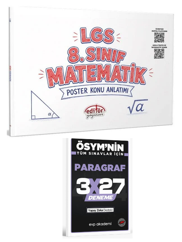 Editör 2027 8. Sınıf LGS Matematik Poster Konu Anlatımı + EVP Akademi Paragraf