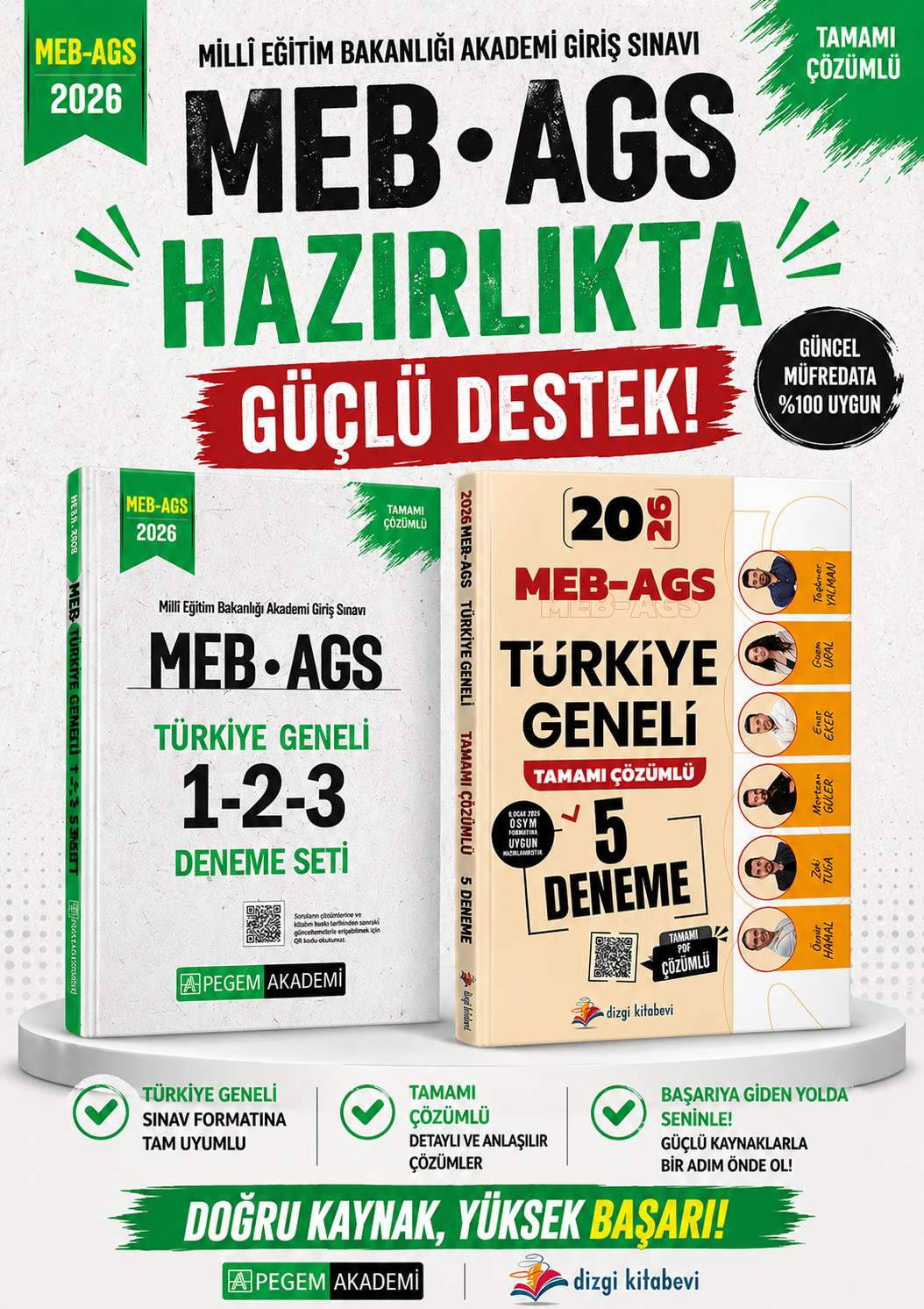 Pegem 2026 MEB AGS Türkiye Geneli 1-2-3 (3'lü Deneme Seti) & Dizgi Kitap MEB AGS Türkiye Geneli 5 Deneme Seti