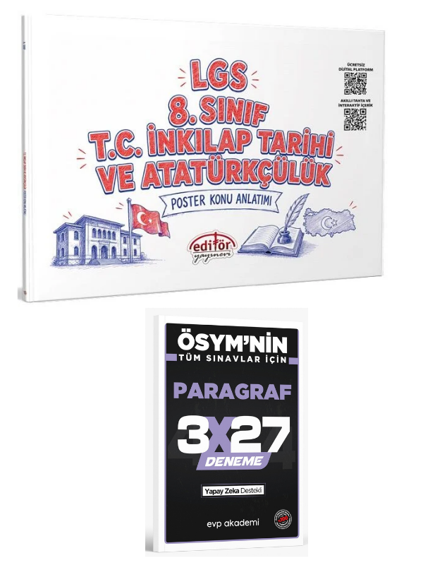 Editör 2027 8. Sınıf LGS TC İnkılap Tarihi ve Atatürkçülük Poster Konu Anlatımı+ EVP Akademi Paragraf