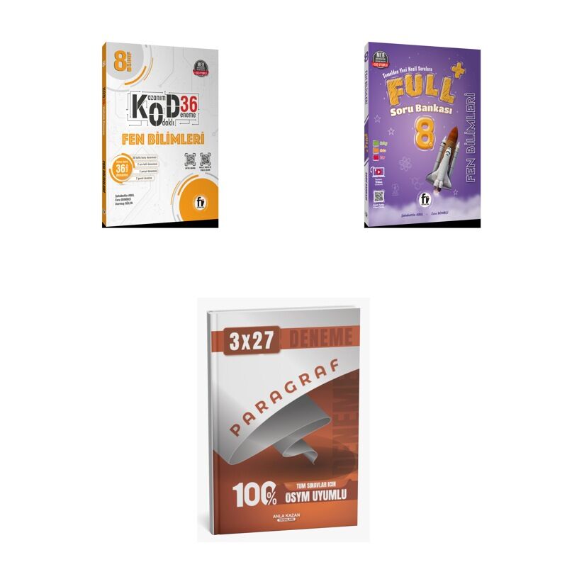 2027 Fi 8. SINIF BİLİMLERİ Fen KOD 36 DENEME Deneme + FULL Soru + anla kazan paragraf deneme 3'lü Set