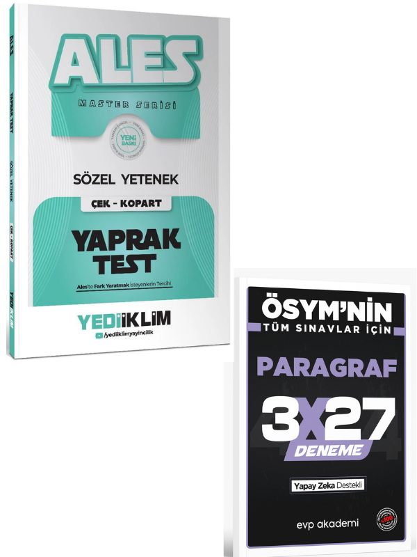 Yediiklim 2027 ALES MASTER Sözel Yetenek Yaprak Test+ EVP Akademi Paragraf