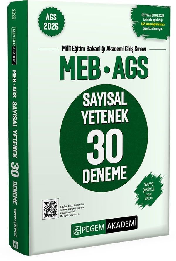 Pegem 2026 MEB-AGS Sayısal Yetenek 30 Deneme Çözümlü Pegem Akademi Yayınları